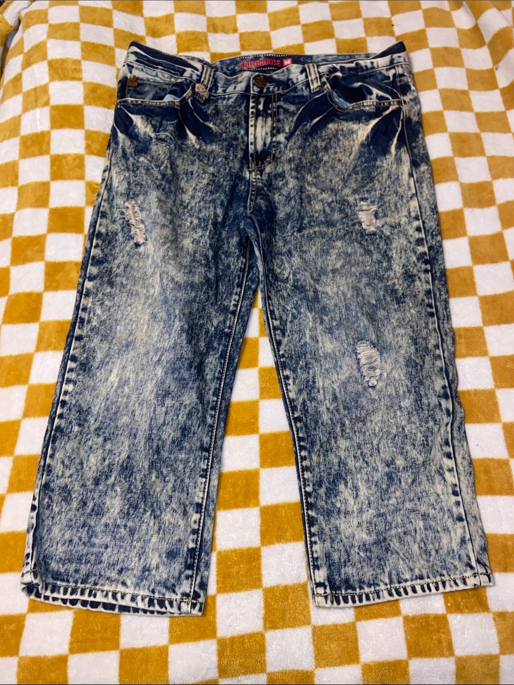 GRINDHOUSE ACID WASH LONG SHORTS JORTS